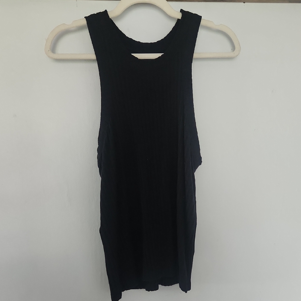 Free People Black Ribbed Tank Top